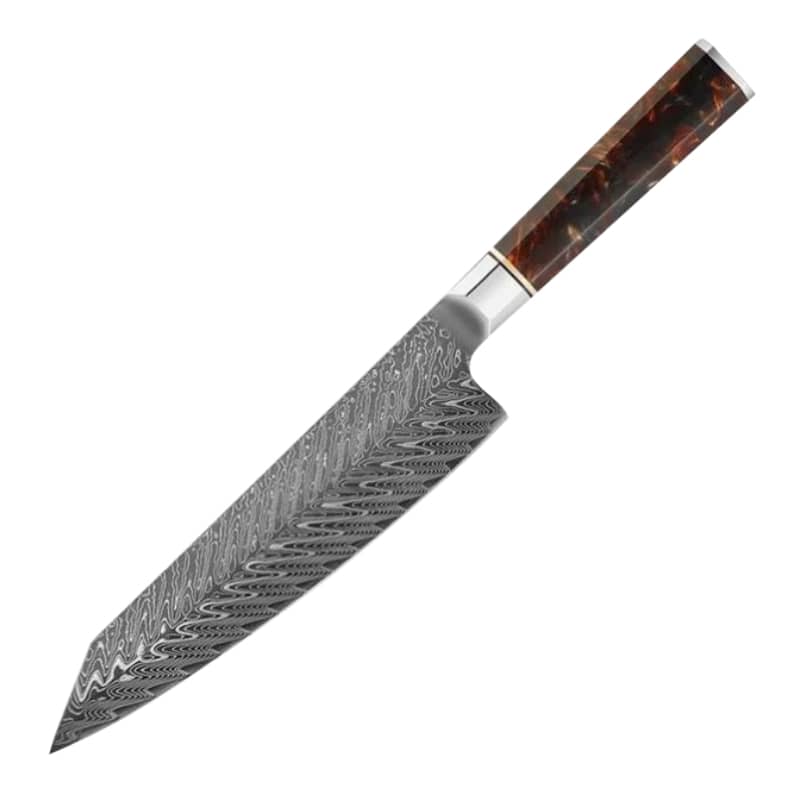 Damascus Clad 10Cr15CoMoV Stabilized Wood Handle Kiritsuke 210 mm KKDA0347