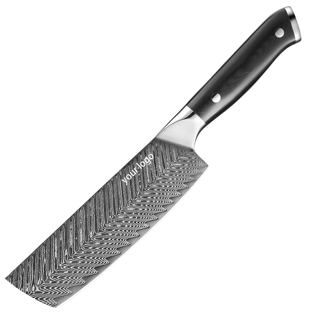 Damascus Clad 10Cr15CoMoV G10 Handle Nakiri 180 mm KKDA0425