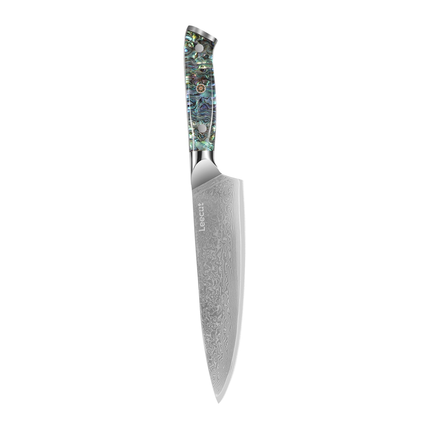 Leecut Damascus Chef Knife Damascus Clad 10Cr15CoMoV Abalone Shell Handle Chef Knife 192 mm LC-DM192