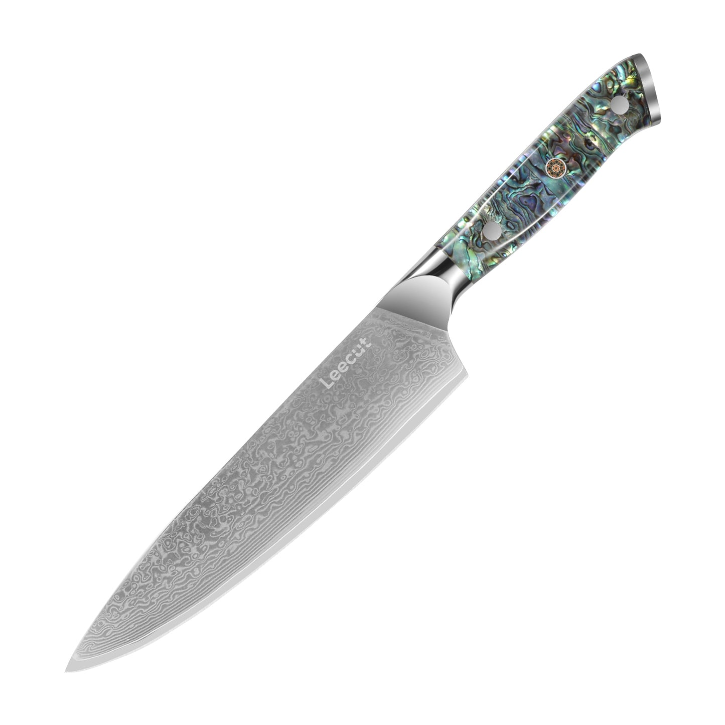 Leecut Damascus Chef Knife Damascus Clad 10Cr15CoMoV Abalone Shell Handle Chef Knife 192 mm LC-DM192