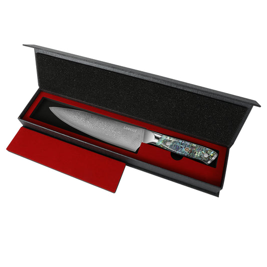 Leecut Damascus Chef Knife Damascus Clad 10Cr15CoMoV Abalone Shell Handle Chef Knife 192 mm LC-DM192