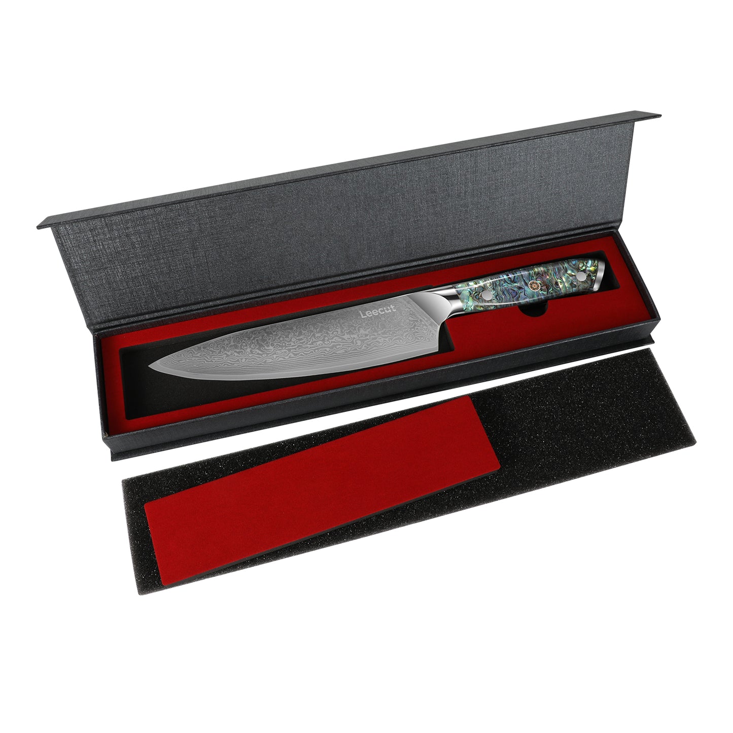 Leecut Damascus Chef Knife Damascus Clad 10Cr15CoMoV Abalone Shell Handle Chef Knife 192 mm LC-DM192