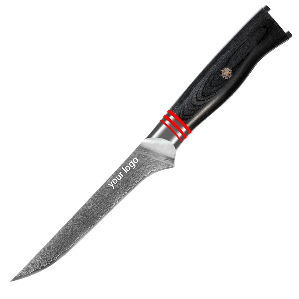 Damascus Clad 10Cr15CoMoV Pakkawood Handle Boning Knife 150 mm KKDA0155